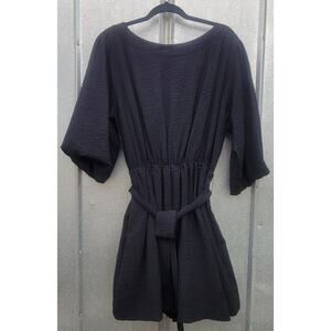 Anthropologie Black Francesca Balloon Sleeve Lined Romper Size L